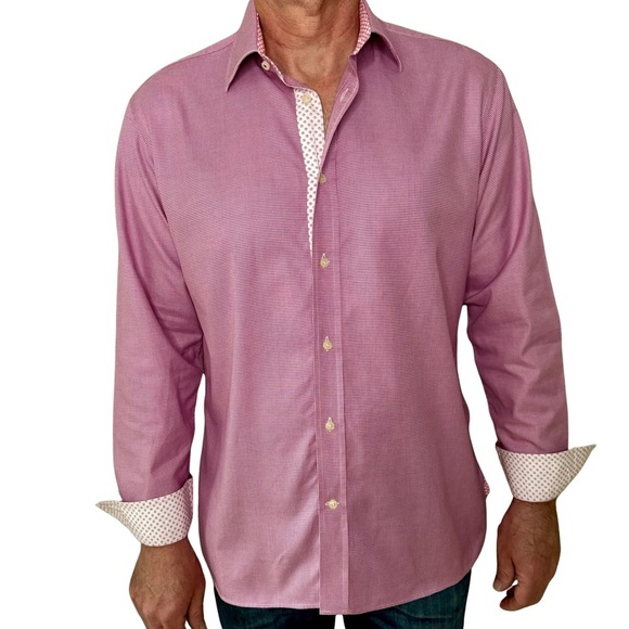 TED BAKER Endurance Classic Fit Flip Cuff Button Up Shirt Pink Cotton Size 17 - Picture 1 of 16